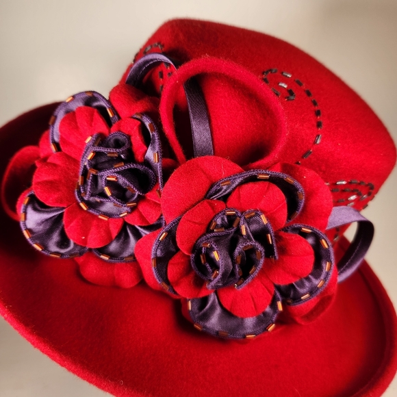 SOMETHING SPECIAL Red Hat Club Floral Wool Fedora main image 8